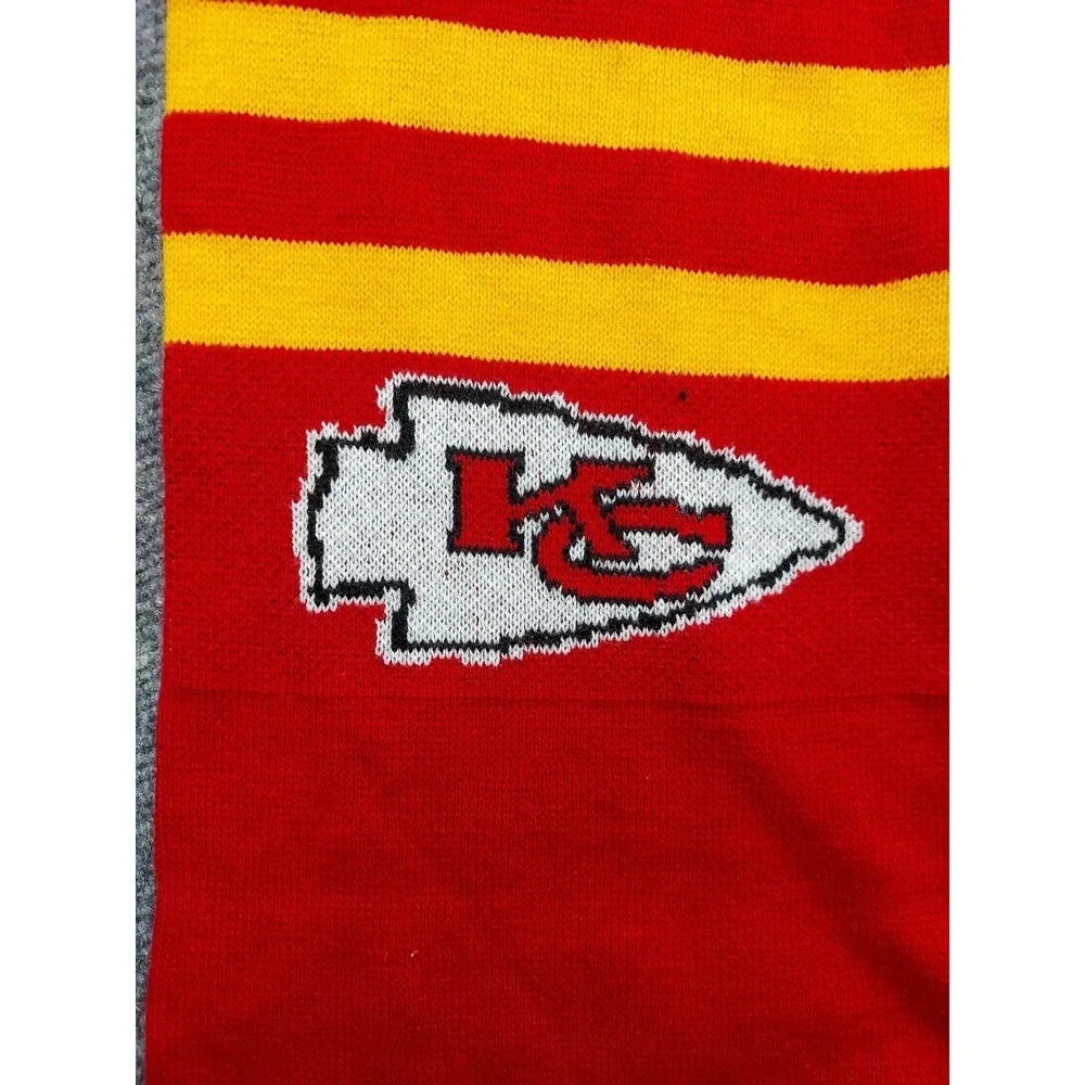 Kansas City‎ Chiefs Scarf Long Striped Pom Pom Ball Logo Knit 59